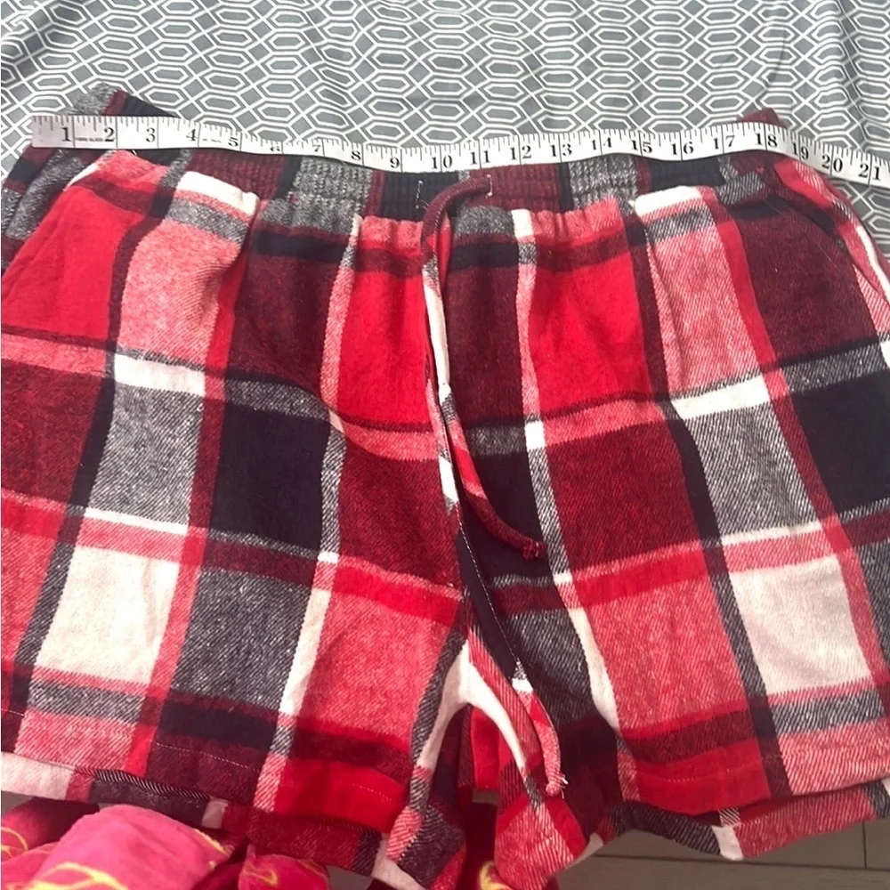 NWT Ekouaer,Buffalo Plaid Flannel Pajama Set,Drawstring Shorts,Button-Up Top,XXL